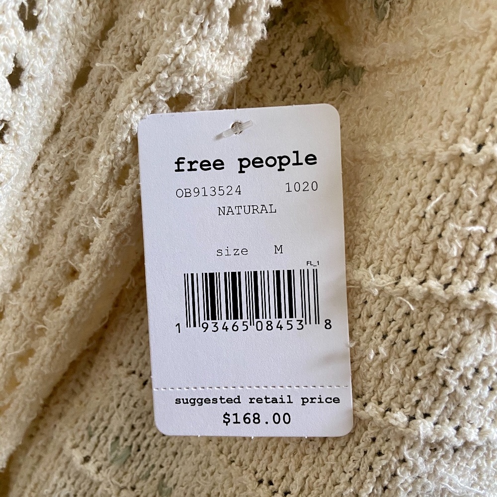 FREE PEOPLE hooded v-neck crochet sweater NWT - Picture 7 of 8